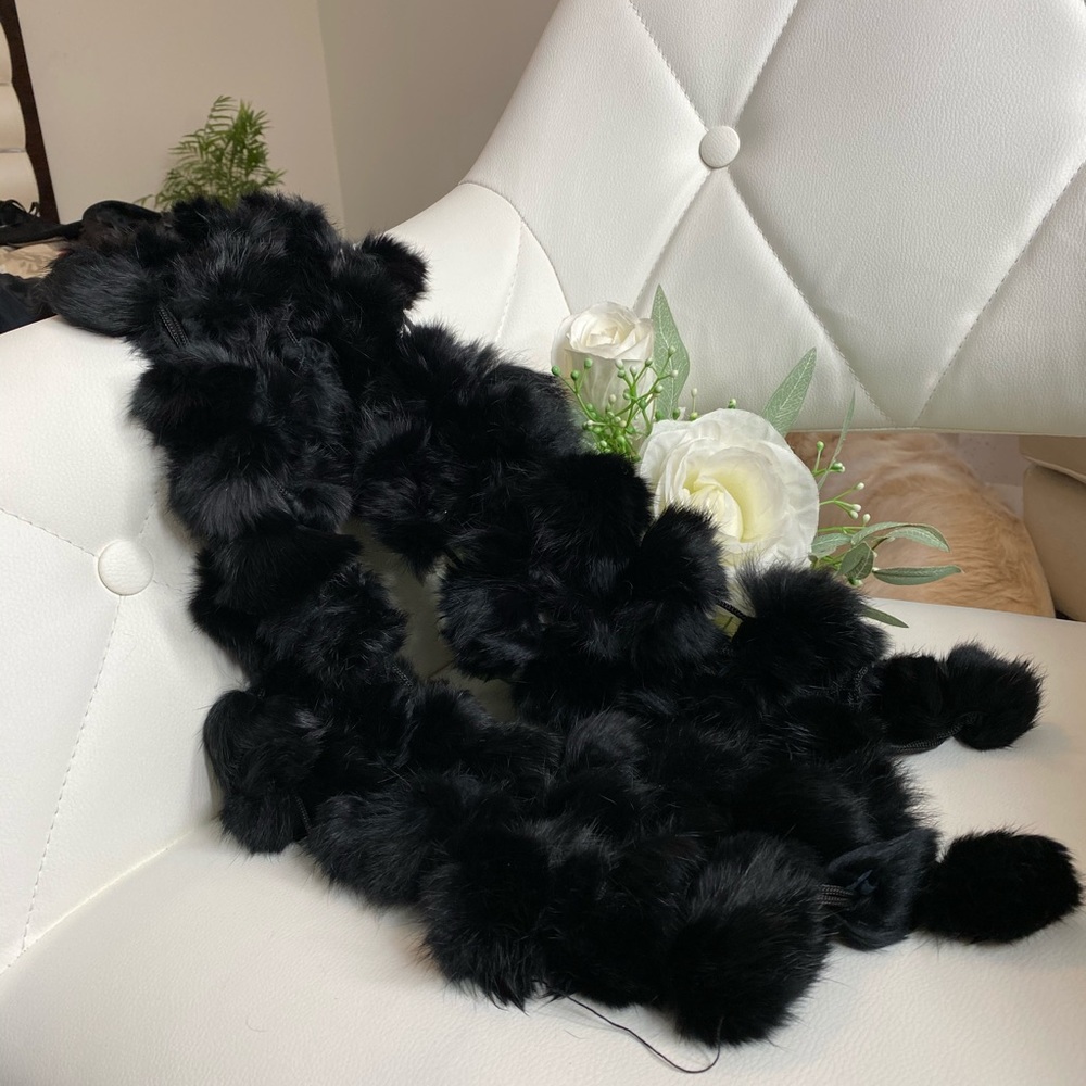 Genuine black Rabbit fur scarf